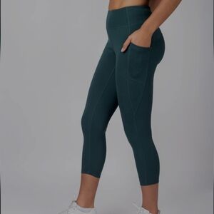 Organic Cotton Happy Earth Crop Leggings - Monsterra Teal